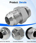 3/8 Inch JIC 37 Degree Male To 3/8 Inch SAE ORB Male Hydraulic Hose Connector Adapter Straight Fitting For Leak Free JIC To ORB Conversions Heavy Duty Universal Compatibility For Hydraulic Lines And Machinery, carbon steel