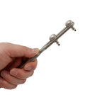 Hand holding Easy Watch Back Remover Tool With Adjustable Wrench For Threaded Notched Back Covers Ideal For Quick Battery Swaps