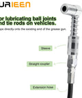 SURIEEN front view: 4-piece 90-degree grease gun coupler set with sleeves and extension hose