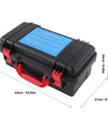 Carrying case for Powerful High Temperature Steam Cleaner With High Pressure Jet 1700W 110V US Plug, black with red handle and dimensions.