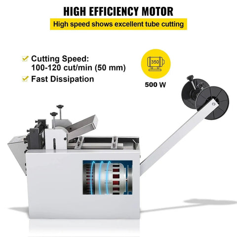 Heavy Duty Auto Tube Cutter 650W in action, showcasing high efficiency motor for fast cold cuts on tubing and pipes.