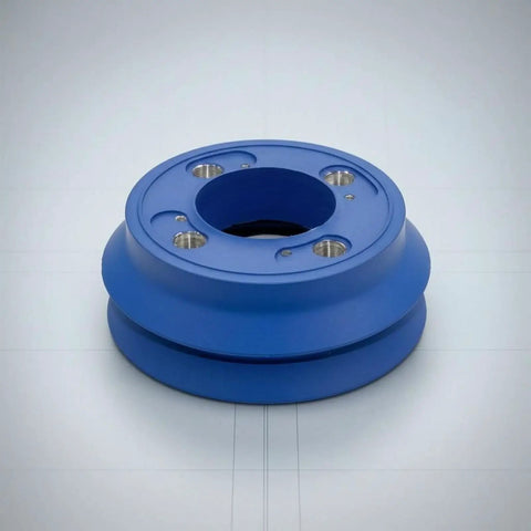 Vacuum Suction Cup With Threaded Mount, Round Rubber Gripping Part That Grabs Materials Securely, NBR Wear-Resistant, Oil-Resistant Body, Recessed Center Design, Built For Equipment Setups And Factory Use VA DBD100 blue threaded vacuum cup