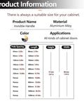 Product information for Hidden Aluminum Cabinet Handles For Doors And Drawers, Slick Concealed Pulls With Smooth Edges, Easy Install