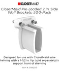 Heavy Duty Preloaded Sidewall Brackets With Anchors For Wire Shelving 500 Pack, white plastic support for shelving systems.