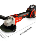 Cordless 20V Angle Grinder With Makita 18V Battery Compatibility, 8500 RPM, 4-1/2 Inch Disc, shown from side view
