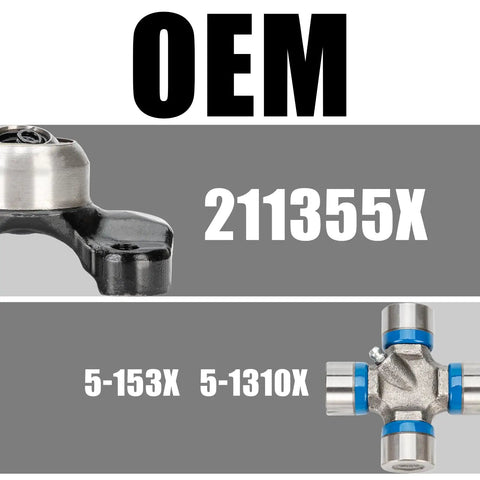 Greaseable Beefy Heavy Duty Double Cardan Joint Kit 1310 Series 5 153X U Joint Pack, featuring 211355X CV Socket Yoke.