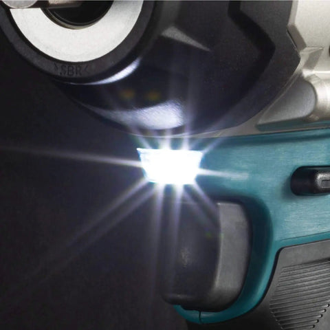 Close-up of LED light on 18V LXT Brushless Cordless 1/2 Inch Mid Torque Impact Wrench with Detent Anvil, 4 Speed Settings, Tool Only.