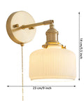 Total Game Changer Modern Wall Sconce Lights For Indoor Spaces Sleek French Copper Finish with white ribbed glass shade.
