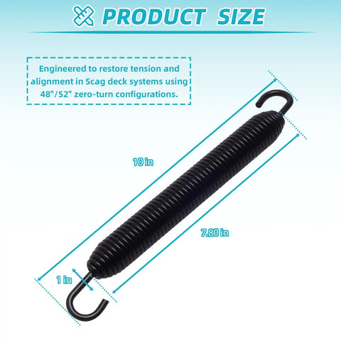 Right Hand Drive Deck Idler Spring For 48 To 52 Inch Zero Turn Mowers Replaces 483247 showing product dimensions