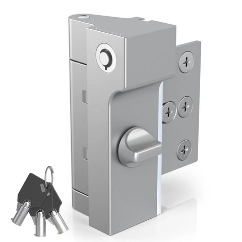 Tough As Nails Home Security Door Reinforcement Lock Front Entry with keys, made of zinc alloy, designed for childproof safety use.
