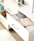 Square Kitchen Cabinet Handles Brushed Nickel Stainless Steel Euro Bar Pulls on white drawers, modern hardware for cabinets