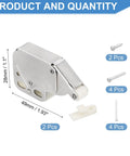 Magnetic Push Latch Set For Cabinet Doors 1.93 By 1.1 Inches Rust Resistant Metal Grey 2 Pack with Screws and Parts