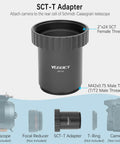 SCT to T Adapter for 2x24 Schmidt Cassegrain Visual Back shown with 2x24 SCT Female to T2 M42x0.75 Male Thread design details