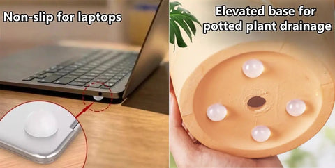 164 Pc Clear Silicone Cabinet Bumper Pads Self Adhesive Drawer Protectors on laptop and pot for stable support.