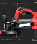 Close-up of Heavy Duty Angle Grinder And Concrete Polisher With Dual Handle and 6 Speed Settings showing aluminum alloy head and gear adjustment.
