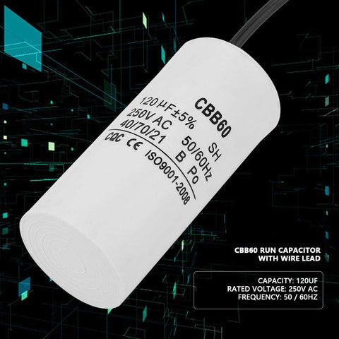 Heavy Duty Run Capacitor For Motors And Air Compressors 250VAC 120uF 50 60Hz Durable Metallized Polypropylene Film