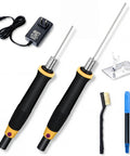 Two Piece Hot Wire Electric Foam Cutter Pen Kit with Dual Needles for EVA Board Carving tools with metal stand and brush