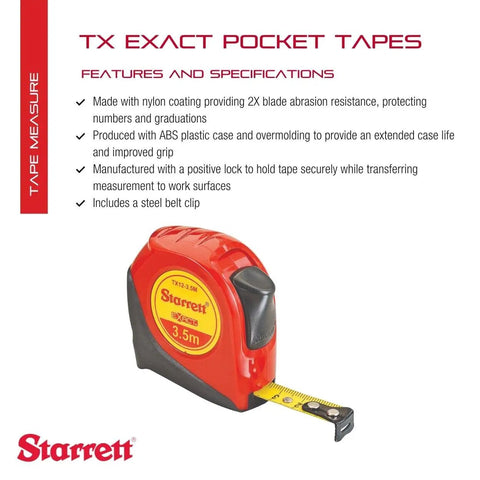 Retractable Metric Pocket Tape Measure With Nylon Coating, Self Adjusting End Hook, Steel Belt Clip, 3.5m Length