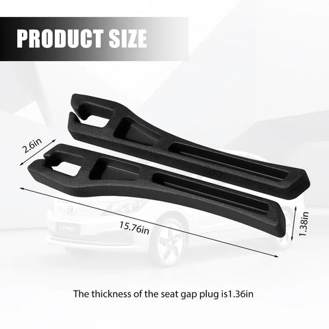 Flexible Eva Gap Fillers For Car Seats And Center Console 2 Piece Black Interior Accessory Kit, 15.76x2.6in size.