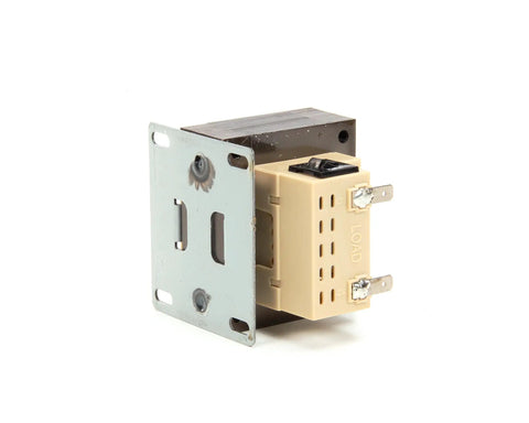 Replacement Transformer TRR00825 75 Volt 208-230V For HVAC Systems, angled view showing connectors and mounting plate.
