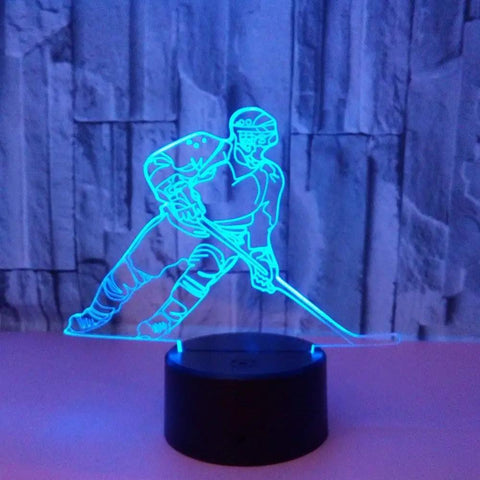 3D Hockey Night Light Player Lamp With 7 Color Changing LEDs Touch Control Desk Lamp For Kids Rooms And Hockey Fans Fun Gift For Boys And Men Who Love The Ice