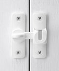 White Aluminum Alloy Gate Lock Featuring Dual Angle Design For Rugged Barn Door Latch Security Smooth 90 And 180 Degree Pivoting close-up installed