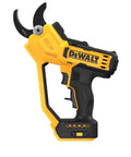 Go To Cordless 20V Pruning Shears With 1.5 Inch Cutting Capacity Nonstick Blades For Quick Smooth Cuts Ergonomic Comfort Grip Up To 1,100 Cuts Per Charge Great For Small Branches Shrubs Flowers And Fruit. cordless 20V pruning shears with black blade and yellow handle, side view