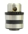 Pro Grade 1/4 Inch Keyed Drill Chuck With Rust Resistant Plated Body And 3/8-24 UNF Mount Thread Compatible With Milwaukee Power Tools close-up view.