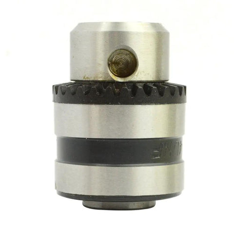 Pro Grade 1/4 Inch Keyed Drill Chuck With Rust Resistant Plated Body And 3/8-24 UNF Mount Thread Compatible With Milwaukee Power Tools close-up view.