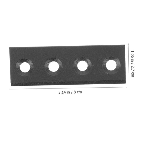 Black Metal Barn Door Track Connector Set For Sliding Barn Door Hardware, showing flat repair plate with four holes