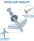 Heavy Duty Metal Drywall Anchors Kit With Toggle Bolts Three Size Set One Eighth Inch Twelve Pieces, Three Sixteenth Inch Eight Pieces, One Quarter Inch Six Pieces, Holds 68, 95, And 120 Lbs, A Must Have For Hanging Shelves And Pics. galvanized toggle bolt drywall anchor with screws