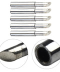 Five Piece 900 Mt Series Copper Soldering Tips Thick Transfer Welding Station Replacement For Heat Iron Plus Power Supply Pure Metal Efficiency, set of five tips with various angles.