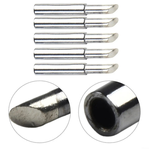 Five Piece 900 Mt Series Copper Soldering Tips Thick Transfer Welding Station Replacement For Heat Iron Plus Power Supply Pure Metal Efficiency, set of five tips with various angles.