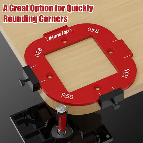 Rock Solid Aluminum Router Corner Radius Jig Set For Woodworking Eight Dead Accurate CNC Templates R10 To R50 on router table.