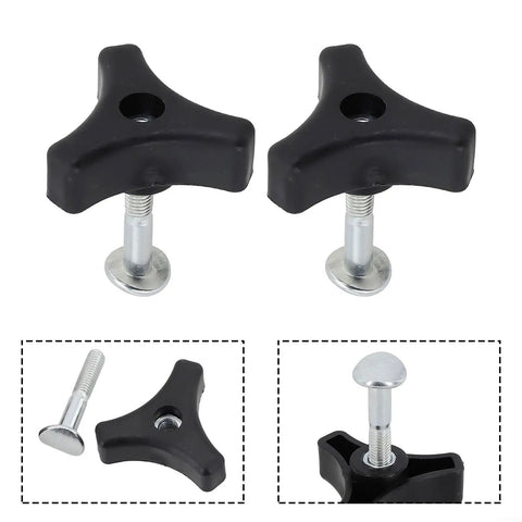 Premium Lawn Mower Parts Set With Durable Plastic Triangle Handle Knob, Bolt And Screw Kit For Yard Garden Outdoor Machines, Featuring 50 MM Long Screw, 20 Mm Head Diameter, And 6 Mm Shaft Fit In Silver And Black, black plastic handle knobs with silver bolts
