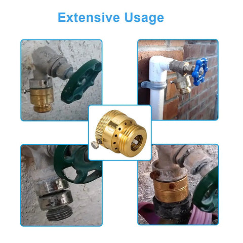 Three Quarter Inch Solid Brass Garden Hose Connection Vacuum Breaker Backflow Preventer Kit on various spigots