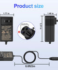 Product dimensions of 24V Replacement Charger Cable, 6.6Ft Long, For Razor MX350 MX400 E300 E200 E150 E125 E100