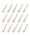Brass Split Cotter Pin 1.5mm by 16mm With 2 Prongs Gold Tone Fastener Clip Key Set 15 Pieces displayed on a white background.