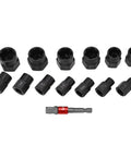 14Pcs Nut Remover Extractor Kit For Damaged Bolts And Rusty Nuts 3/8in Hex Socket Set, 13 extractors, 1 hex socket displayed