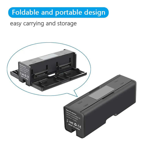 Foldable 4 In 1 Battery Charging Hub With Digital Display for DJI Air 2S and Mavic Air 2, shown in open and closed positions.