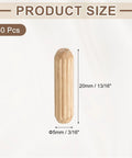 Top Shelf Hardwood Dowel Pins 3/16 Inch By 13/16 Inch Straight Wood Rods 60 Pack showing dimensions and fluted design.