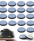 Heavy Duty Furniture Sliders Self Stick Chair Leg Pads Make Large Items Slide Like Butter Across Carpet Or Hardwood Scratch Proof Moving Essentials 24 Pack Grey pads shown in a grid with a sliding appliance.