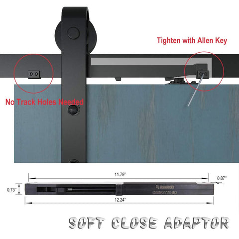 Two Pack Soft Close Barn Door Hardware Kit With Spring Buffer Damper Hole Free Design for Doors Up To 176 Lb Weight Capacity