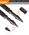 Top Shelf Two Piece Dual Head Spring Nail Punch Setter features non-slip grip and pointed tips for precise nail setting in woodworking tasks.