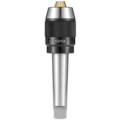Heavy Duty APU16 MT4 Shank Drill Chuck With Beefy Titanium Jaws, Keyless Self Tightening, 1/32 To 5/8 Inch Capacity side view