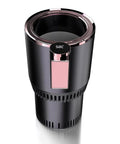 Road Trip Essential Smart 2 In 1 Car Cup Holder And Drink Cooler With Electric Mug Warmer, sleek black and pink design