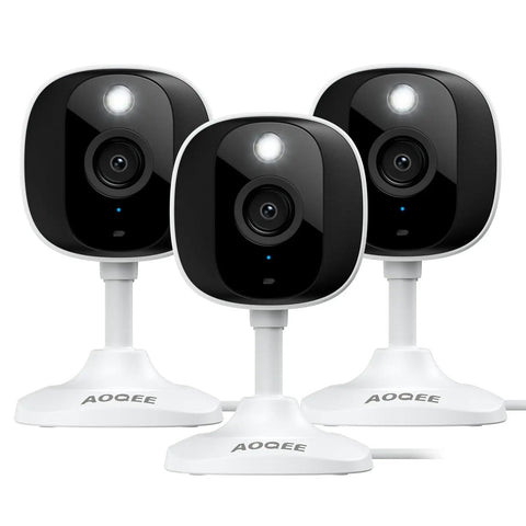 3-pack of 2K Indoor Outdoor Security Cameras Bundle for Home Surveillance, Pets, Baby, Elderly Monitoring, Color Night Vision, front view