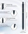 Detailed view of Six Pack Gel Pens 0.7mm Quick Dry Retractable Rollerball Ink Fine Point Smooth Writing Set for Office and School