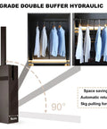 Retractable Pull Down Closet Rod For Hanging Clothes With Smooth Two Way Hydraulic Damping Adjustable Wardrobe Hanger