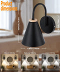 Battery Powered Black Industrial Wall Sconces Set Of 2 With Remote Control USB Rechargeable And Dimmable Easy No Wire Install dimensions